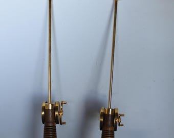Vintage Rod And Reel Fork and Spoon Stirring Set. Metal and Wood, In Original Box, Kitschy Bar Ware, Fishing, Hunting Cabin, Collector Gift.
