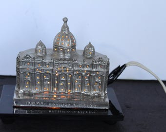 Vintage Roma Basilica Pietro Building Light. WORKING, Cord DAMAGE, Made In Italy, Souvenir Decor, Housewarming, Hostess, Grandmacore Mantel