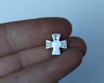Vintage In His Name Sterling Silver Cross Pin. 1885, Antique, Military Memorabilia, Gift For A Collector, Housewarming, Hostess.