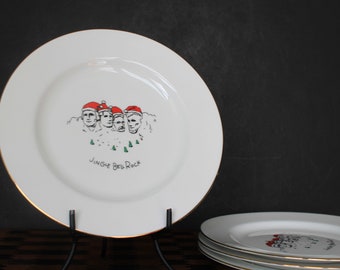 Vintage Christmas Plate. Merry Masterpieces, Porcelain Plate, Choose 1 From 5 Designs, Funny, Gag Gift, Santa Klutz, Jingle Bell Rock, Gift.