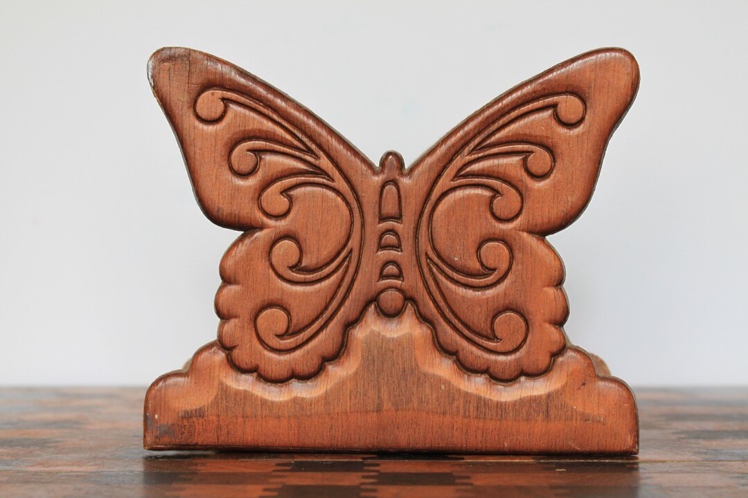 Vintage Butterfly Napkin Holder. Wooden Holder, Rustic Country Kitchen ...