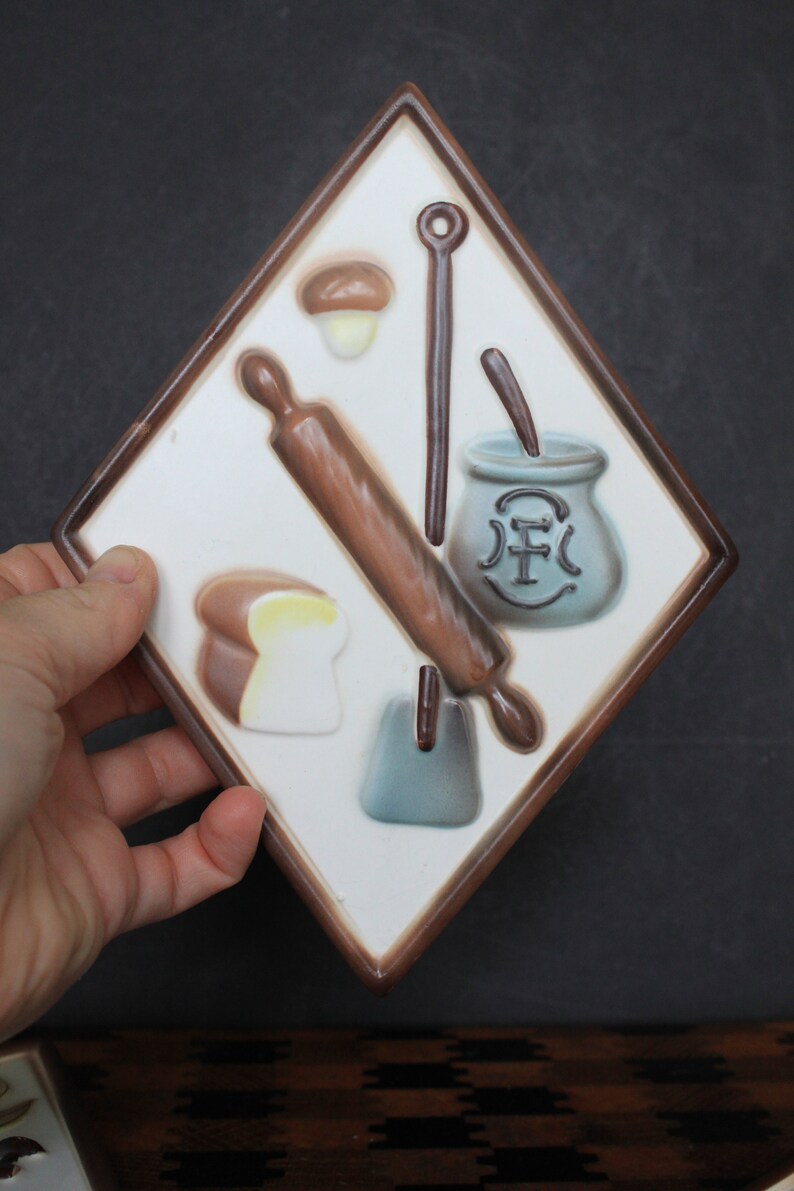 Vintage Rustic Kitchen Wall Plaques. Lefton Ceramic Diamond Etsy