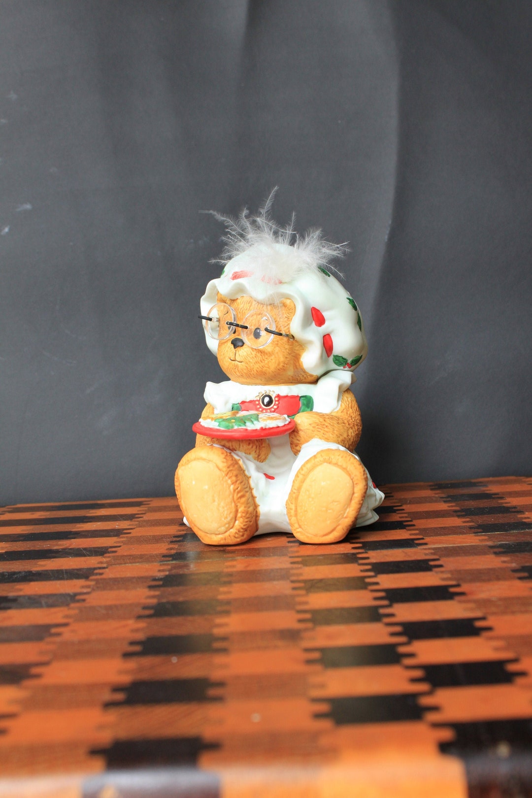Vintage Enesco Mrs Claus Chapeau Noelle Bear Holding Plate of Etsy