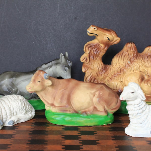 Italian Nativity Animals For Vintage Christmas Mantel Decor. Plaster, DAMAGE, Choose 1 From 4, Sheep, Bull, Donkey, Camel. Replacement Piece