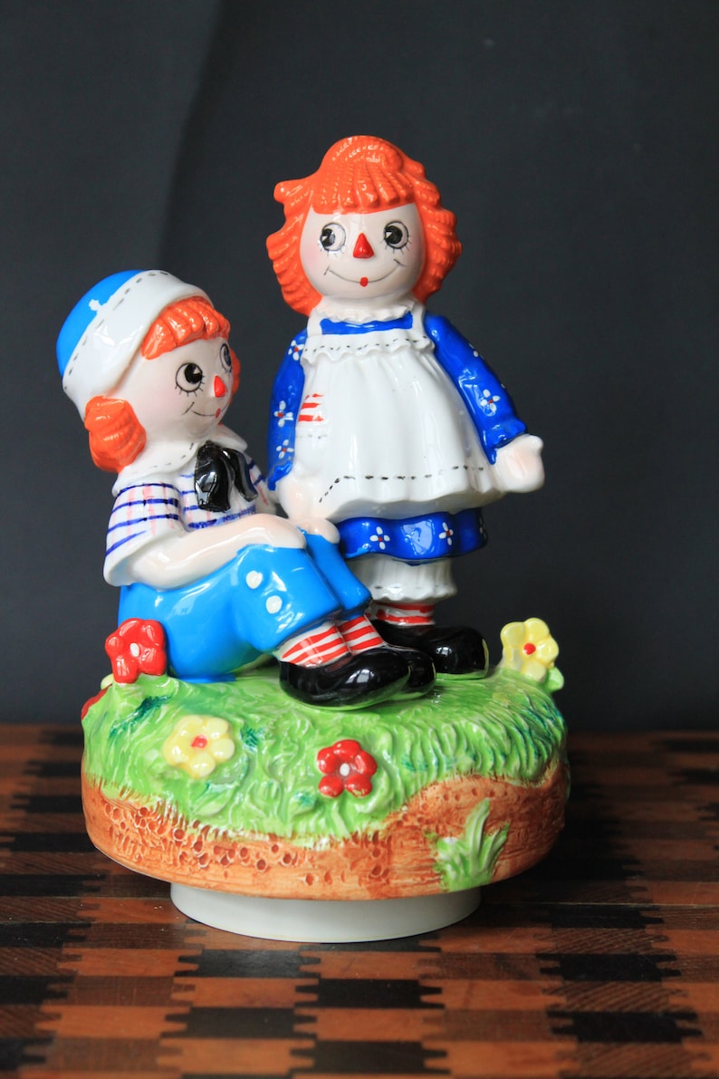 Vintage Raggedy Ann Andy Spinning Music Box. Schmid Company. Etsy