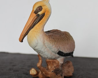 Figurine pélican vintage. Céramique, fabriquée à Taïwan, décoration nautique de cheminée grand-mère, salle de bain, pendaison de crémaillère, hôtesse, cadeau de collectionneur.