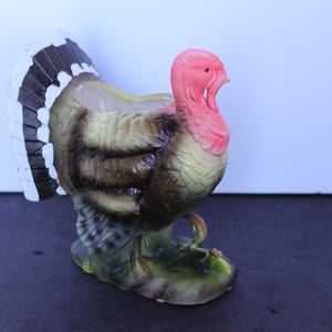 Vintage Turkey Planter. Ceramic, Lefton, MINT Condition, Rustic Grandmacore Mantel Decor, Thanksgiving Table Centerpiece, Hostess Gift.