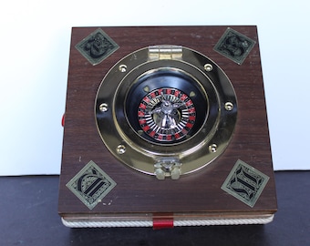 Vintage Roulette Box. Made In Japan, Spinning Wheel, Hinged Lid, Game Piece Holder, Unique, Rare, HTF, Grandmacore Bar Ware, Host Gift.