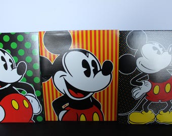 Chemises vintage Mickey Mouse. Lot de 3, objets Mickeys pour enfants, nostalgie des années 1990, parfait état, amoureux de Disney, fournitures scolaires, bureau.