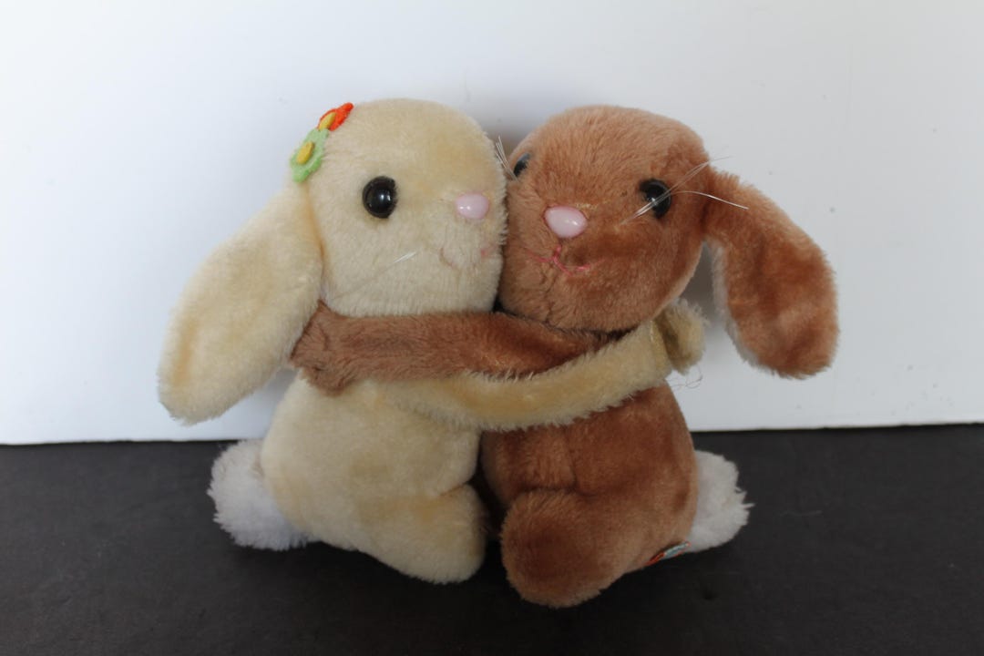 Hugging Rabbit Plush Stock Vintage Hugging Bunnies Stuffed Animals. Dakin, Gift for Grandchild ...