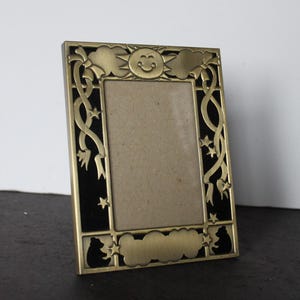 Vintage Happy Sun Picture Frame. Gold Tone Metal, 1997 HB Group, Celestial Mantel Decor, Happy, Cheerful, Grandmacore Mantel, Hostess Gift.