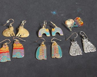 Vintage Laurel Burch Cat Earrings. CHOOSE, Grandmacore Accessory, Housewarming, Hostess, Gift For A Collector, Crazy Cat Lady, Pierced.