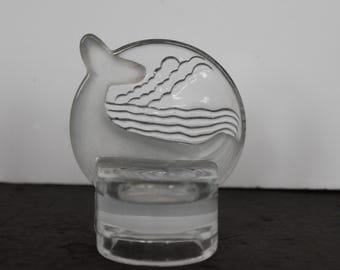 Bougeoir vintage en forme de baleine. Verre transparent, Party Lite, état impeccable, décoration de cheminée sur le thème nautique, cadeau de pendaison de crémaillère ou d'hôtesse.