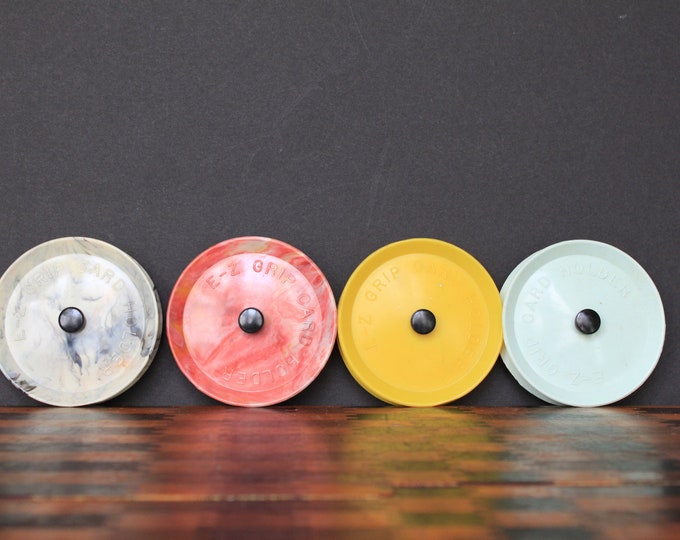 E Z Grip Card Holder for Vintage Game Accessory. Set of 4, Yellow, Pink