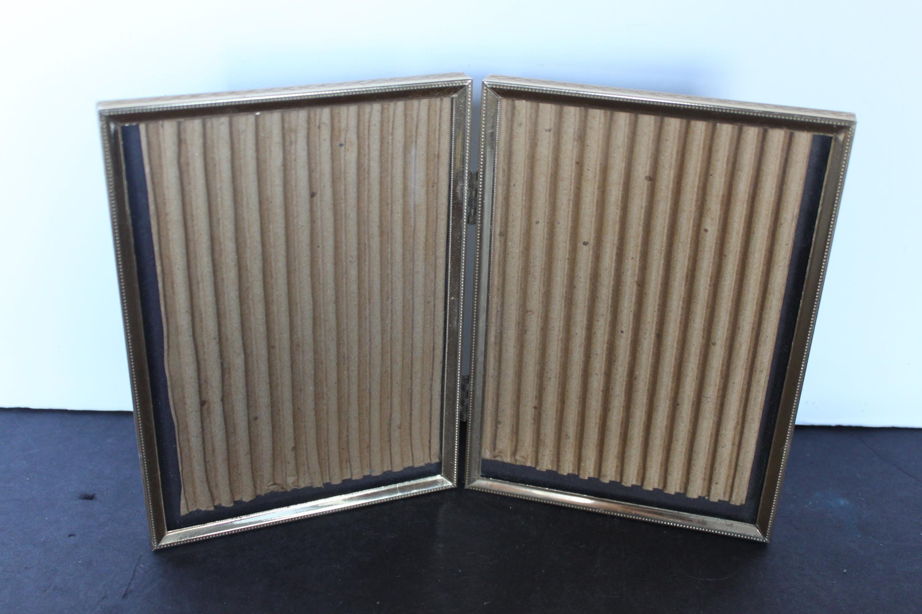 Vintage Bi Fold Hinged Gold Metal Picture Frame. Holds 5 by 7, Rustic ...