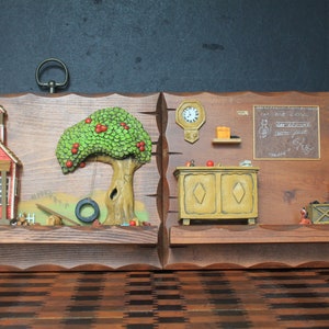 Miniature Schoolhouse Dioramas For Vintage Classroom Decor. Wooden Plaques With School Room, Building, Trees, DAMAGE, Unique & Fun, Teacher