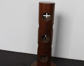 Vintage Wooden Pipe Stand Tower. Hand Made, Unique, Interesting, Rustic Man Cave Decor, MISSING Rubber Piece, Gift For A Collector.