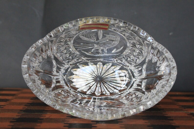 Bird Lead Crystal Oval Bowl With Pointed Scalloped Edges for Etsy