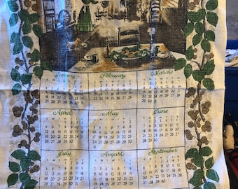 Vintage Kitchen Calendar Towels Choose One From 1966 1970 1971 1972 1973 1974 1976 1979 1986, Rustic Country Farmhouse Decor Linen Tea Towel