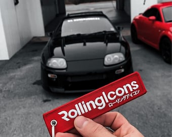RollingIcons Japanese Jet Tag | JDM Tag Keychain | Key Tag | Flight Tag