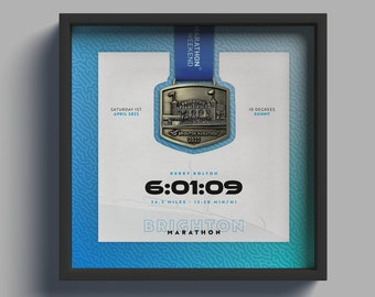 Brighton Marathon Medal 2022 Personalised Display Frame | Bespoke Print | Parkrun | Half Marathon | Any Event | Gift for Runners | Birthday