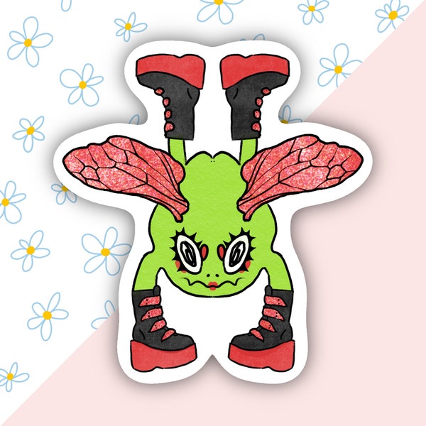 Goth fairy toad sticker | Glitter details & Glossy finish | Die cut