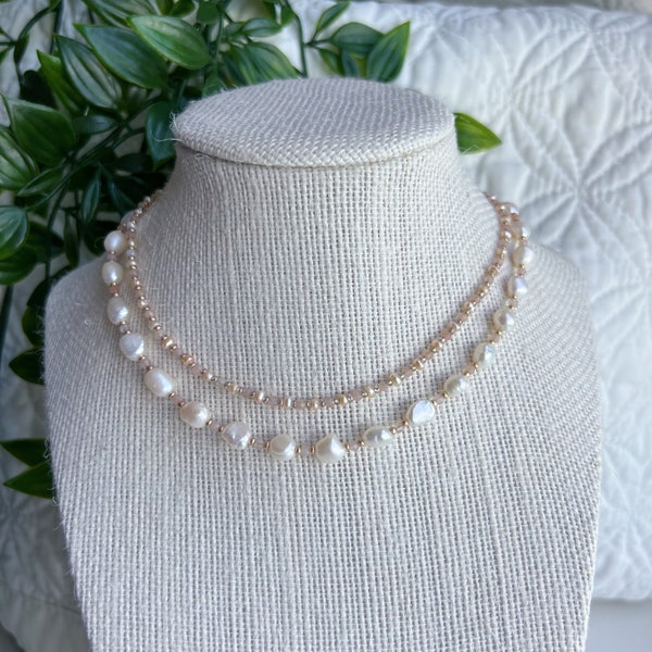 Daphne Bridgerton Necklace Set | Pearl necklace | layering necklace | freshwater pearls necklace | gifts for her | gifts for mom