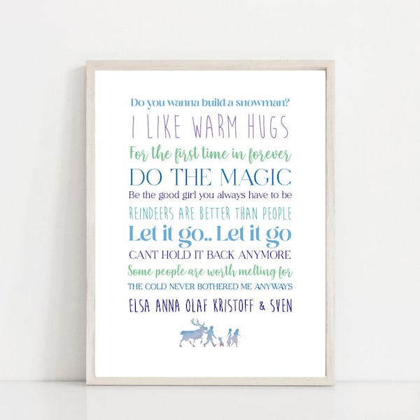 Frozen Film quotes Wall Art Print