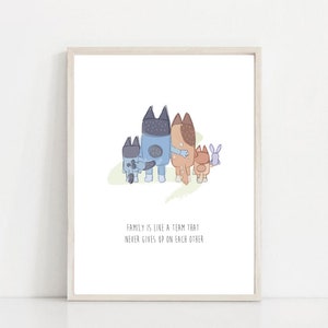 Bluey Family Wall art print poster Bandit Chilli Bingo