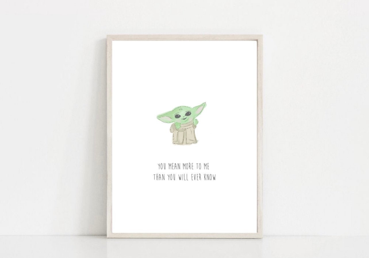 Grogu Child Star Wars Inspired Quote Wall Art Print