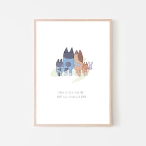 Bluey Family Inspired Wall Art Print – Kids Bedroom Poster.