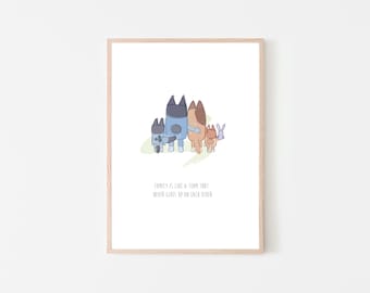 Bluey Family Inspired Wall Art Print – Kids Bedroom Poster.