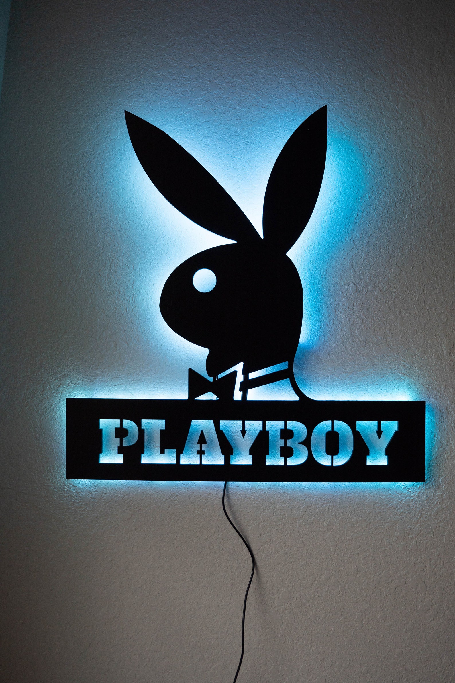 Playboy Bunny LED Lighted Neon Wall Sign with Remote Wall Art Etsy