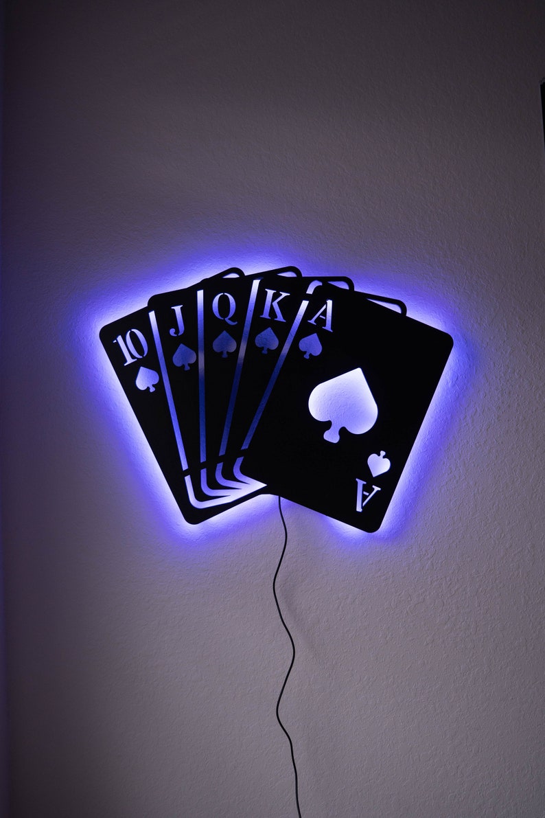 Poker Cards LED Lighted Neon Wall Sign With Remote Straight - Etsy