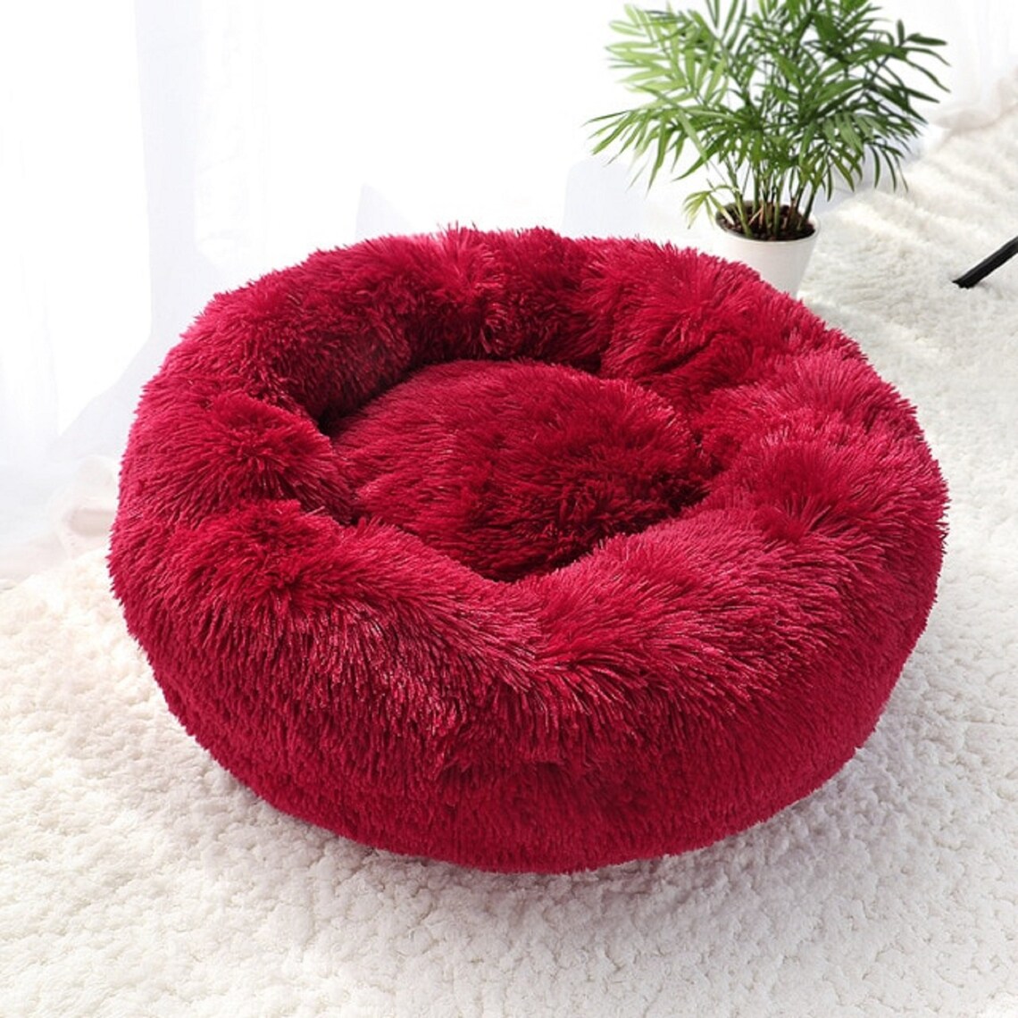 Super Soft Fluffy Dog or Cat Bed Warm Fleece Round Pet Chair Etsy