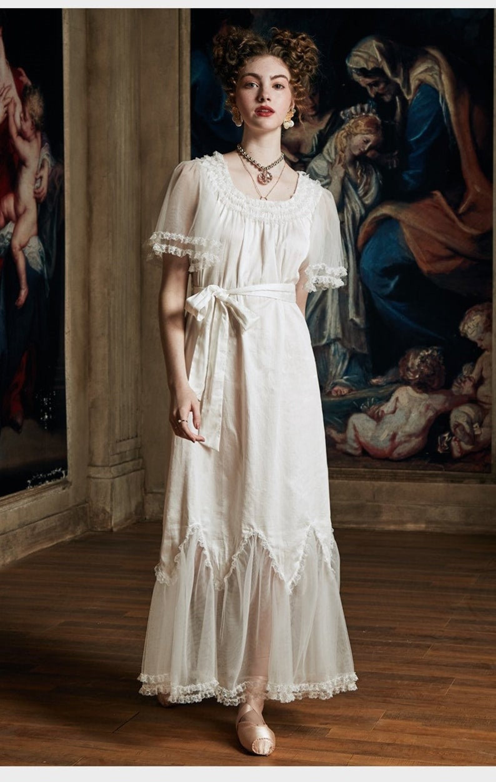 Victorian Winter long cotton women's night gown vintage | Etsy