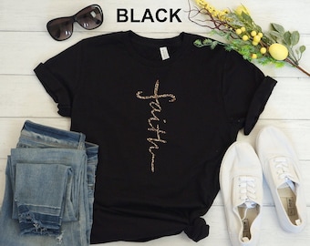 Gift for Her, Gift for mom, T-Shirt, Leopard T-shirt, Faith Leopard T-Shirt, Christian T-Shirt, Religious Shirt, Short-Sleeve Unisex T-Shirt