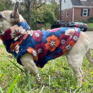 Floral Fleece Dog Sweater, Fits Most 7-10 lb Dogs