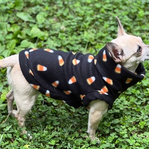 Candy Corn Dog Sweater for Small Dogs, Fleece Chihuahua Shirt