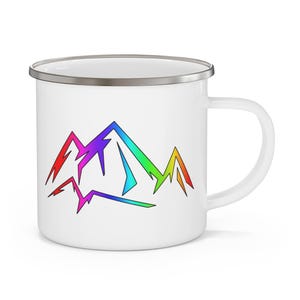 Colorful Enamel Camping Mug | Adventure, Hiking, Outdoor Gift, Travel Mug, Rustic Camper Coffee Cup