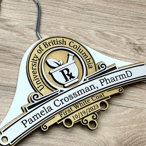 Personalized  White Coat Hanger, Pharmacist Graduation Gift, Medical Student Gift