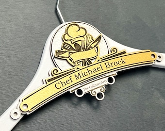 Personalized Chef Coat Hanger, Unique Gift for Chef, Chef Gift, Culinary Gifts, Culinary Graduation Gift, Foodie Gift, Cooking Gifts