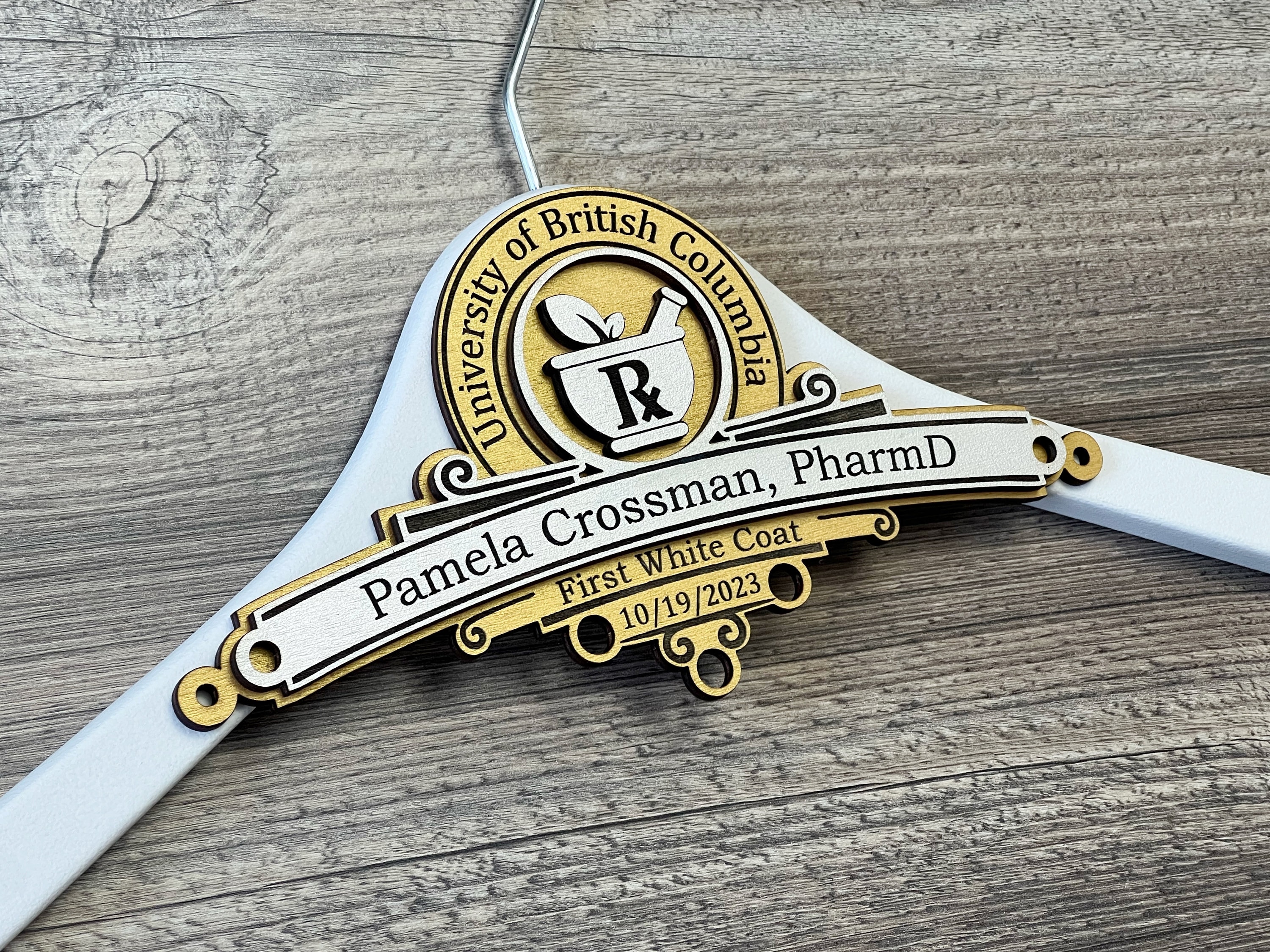 Pharmacist Gift, White Coat Hanger , Pharmacy Student, Medical Student Gift, First White Coat, Gift for New Doctor, 1st White Coat Hanger