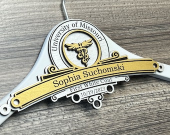 Gift for Veterinarian, White Coat Hanger, Medical Student Gift, DVM, Medical School Graduation, 1st White Coat Hanger, First White Coat