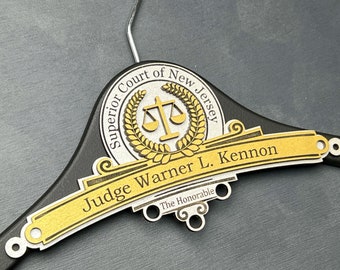 Personalized Gift for Judge, Judge Robe Hanger, Custom Hanger, Retirement Gift, Investiture Ceremony Gift, Unique Personalized Gift