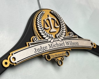 Personalized Hanger for Judge, Gift for Judge, Custom Hanger, Retirement Gift, Investiture Ceremony Gift, Unique Personalized Gift