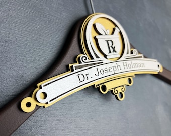 Pharmacist Gift, White Coat Hanger , Pharmacy Student, White Coat Ceremony Gifts, Lab Coat Hanger, Doctor Gift, Personalized Hanger