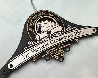 Personalized Engraved PhD Graduation Hanger, Custom Doctorate Gift, Hooding Ceremony Gift