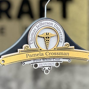 White Coat Hanger, New Doctor-Medical Student Gift, New Doctor Gift, Medical School Graduation, 1st White Coat Hanger, First White Coat