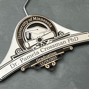 Personalized Wooden PhD Graduation Hanger, Custom Engraved Doctoral Gift